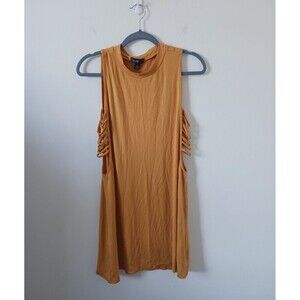 Love Tunic Top Sleeveless Lace Up Sides Mustard Yellow Size L